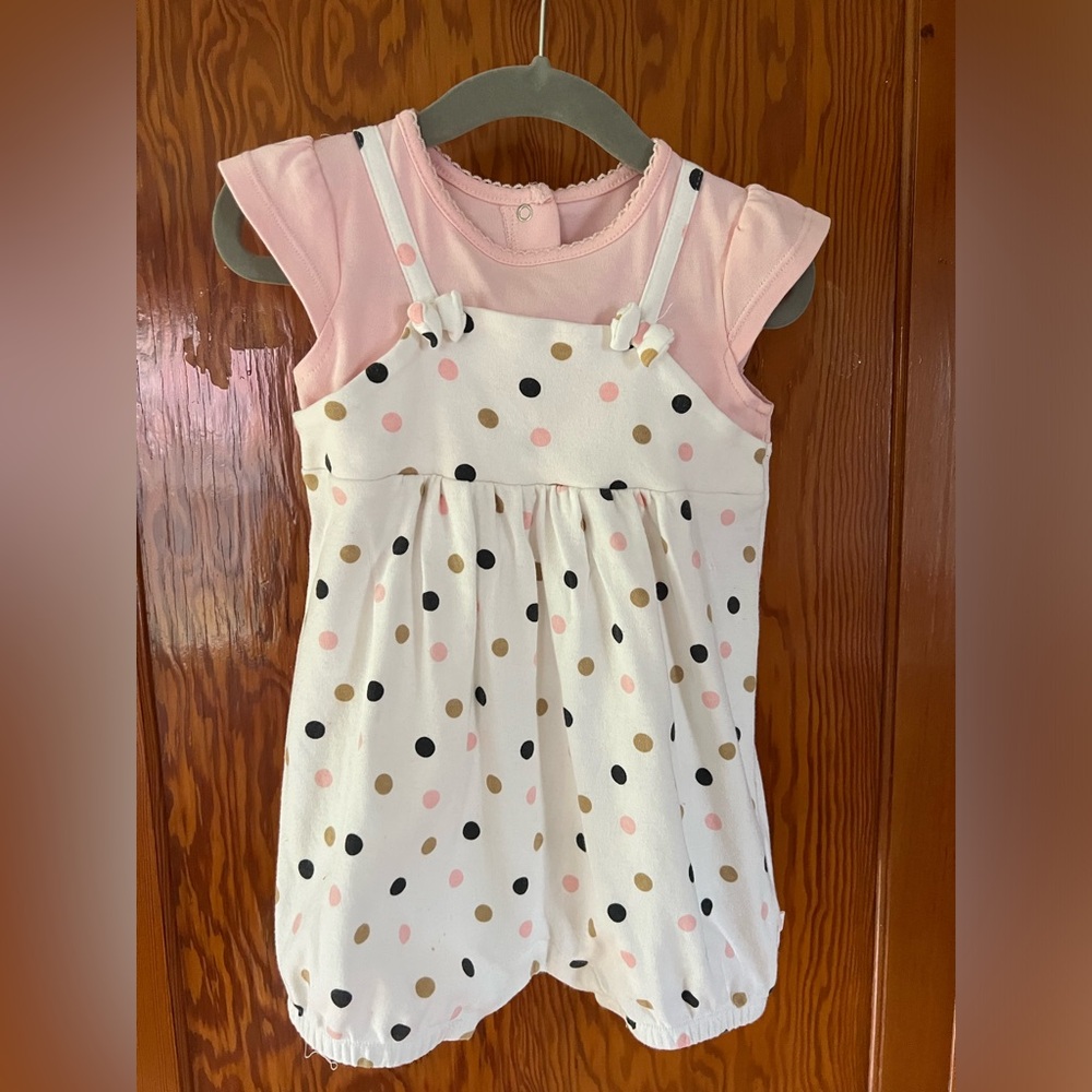 Absorba pink polka dot romper size 24 mo